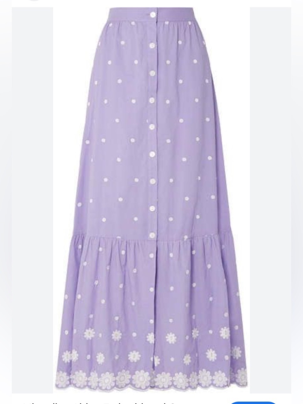 Miguelina Aiden Button Down Embroidered Cotton-voile Maxi Skirt Lilac Size XS - Picture 3 of 10